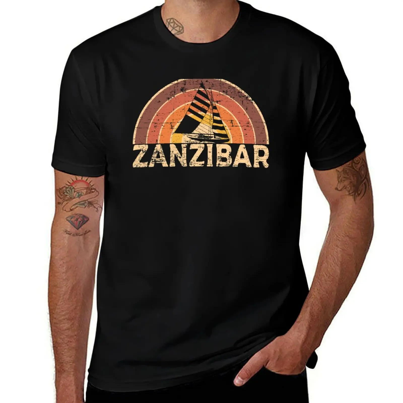 

Zanzibar Vintage Sailing Design T-Shirt t shirts cotton 100% man t shirt designer cotton t shirt pack T-Shirt