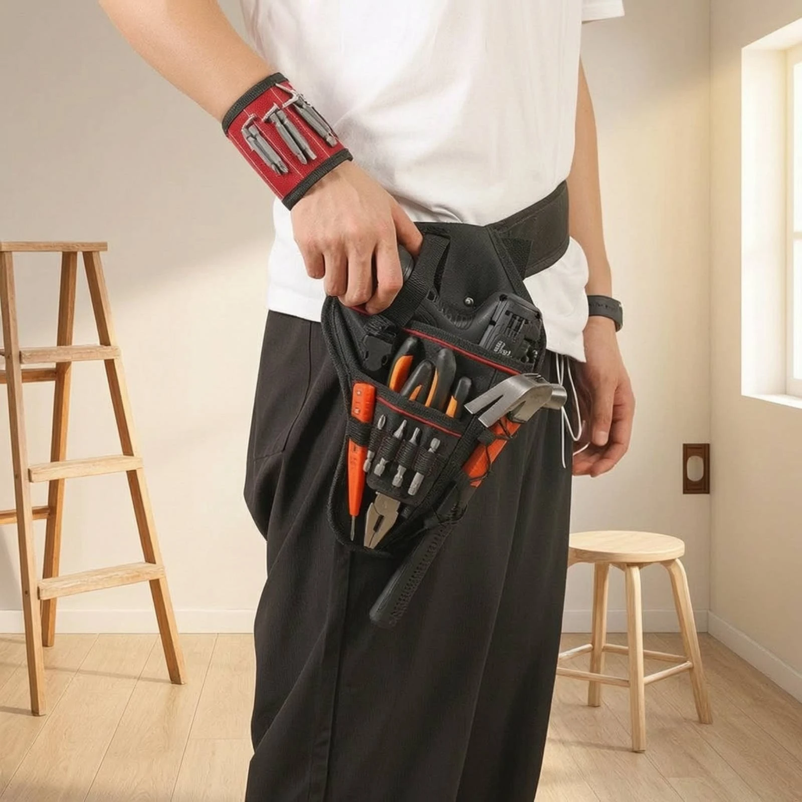 Adjustable Tool Belt Heavy-Duty Tool Belt with Buckle Waist Strap Comfortable Tear-Resistant for Repair Workers