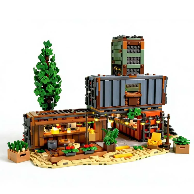 1699 pièces Blocs de construction modulaires personnalisables MOC, thème Ville, Rue, Caisse de transport, Place, Technologie simple, Populaire, DIY, Jouet d'assemblage pour garçons, Cadeau