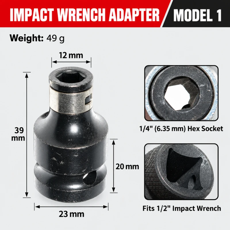 1/2" Quick Release Socket Adapter for Impact Wrench & Power Drill, Hex Shank Telescopic Spring Extension view 6