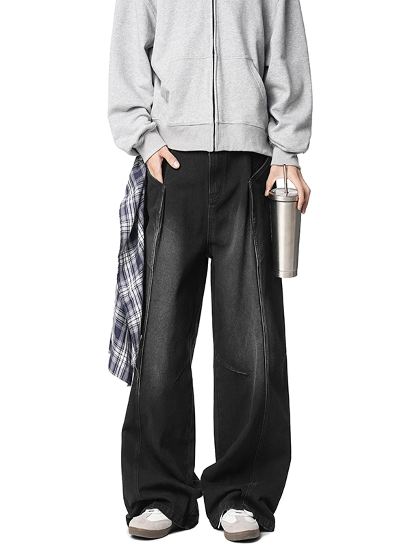 

Retro Distred Knife Men's Jeans Straight Leg Casual Trousers American Sle High Street Cool Loose Fit Jeans