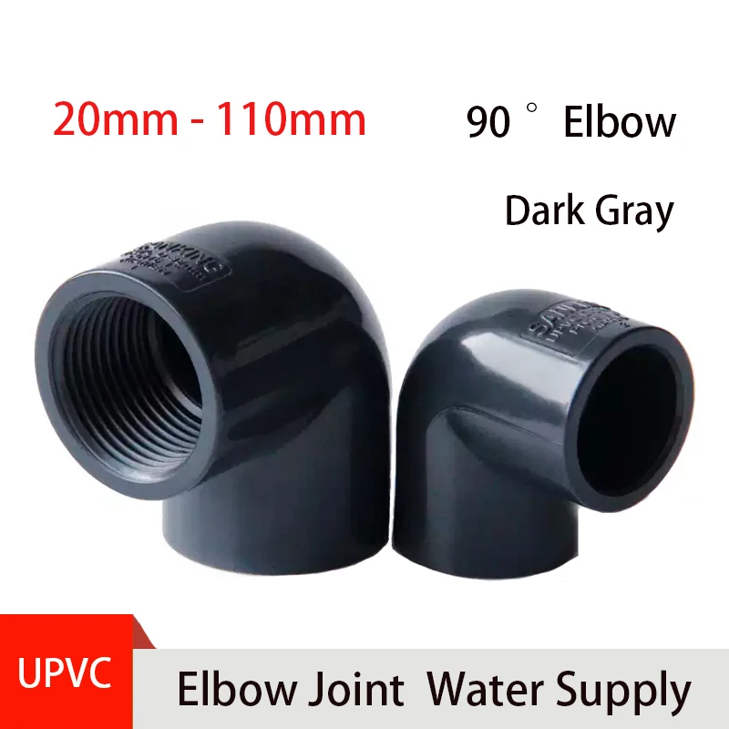 

1PCS 20-63mm UPVC Water Supply Pipe Female Thread Elbow Connector 90° Plastic Right Angle Elbow Adapter Aquarium Joint Fitting