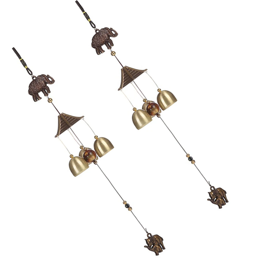 

2pcs Elephant Metal Wind Chime Durable Alloy Decoration Hanging Pendant Wind Bells Relaxing Sound