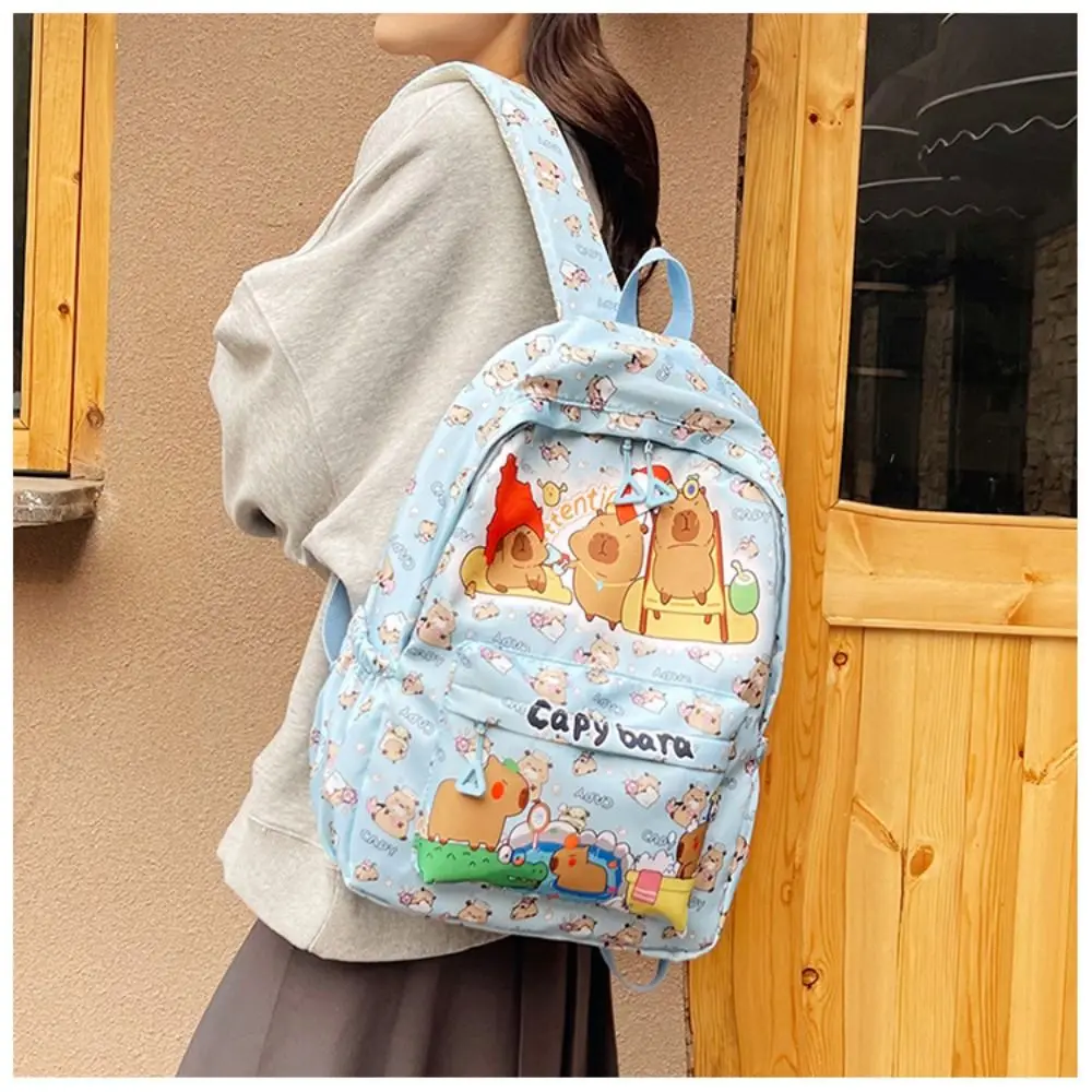 New Large Capacity Capybara Backpack Cartoon Breathable Student Schoolbag Ultra-light Nylon Book Bag