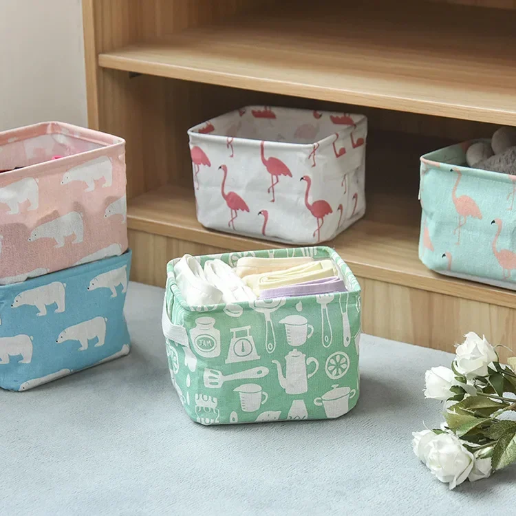 Linen Desktop Storage Box Waterproof Toy Sundries Storage Basket Cosmetic Underware Storage Organizer jewelry organizer