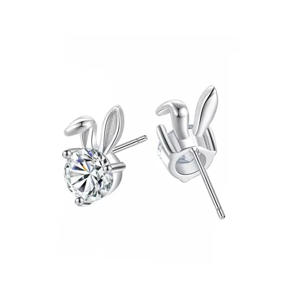 Charming 925 Sterling Silver Cute Rabbit Zirconia Earrings - Women's Fashion Wedding Jewelry Party Gift