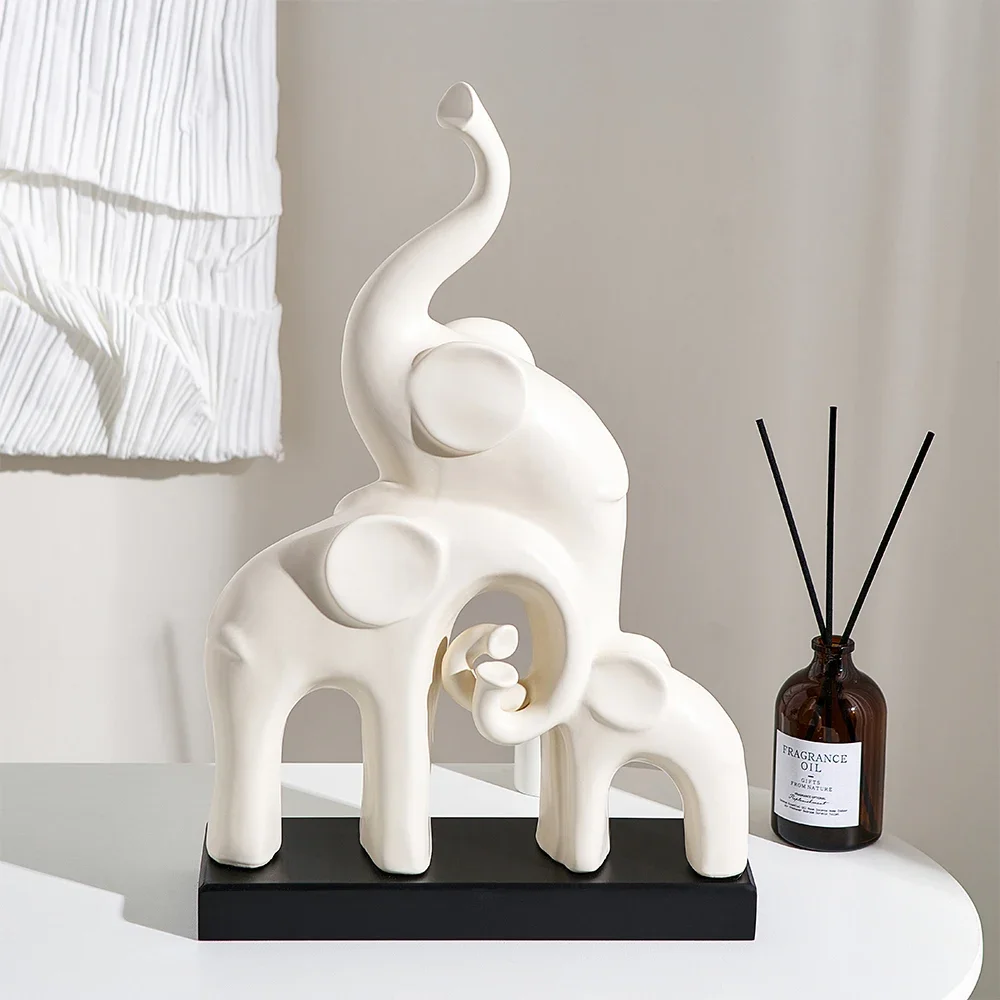 Ceramic Elephant Statue Sculpture Light Luxury Home Living Room Decoration Room Decor Desk Accessoriesfigurines for Interior