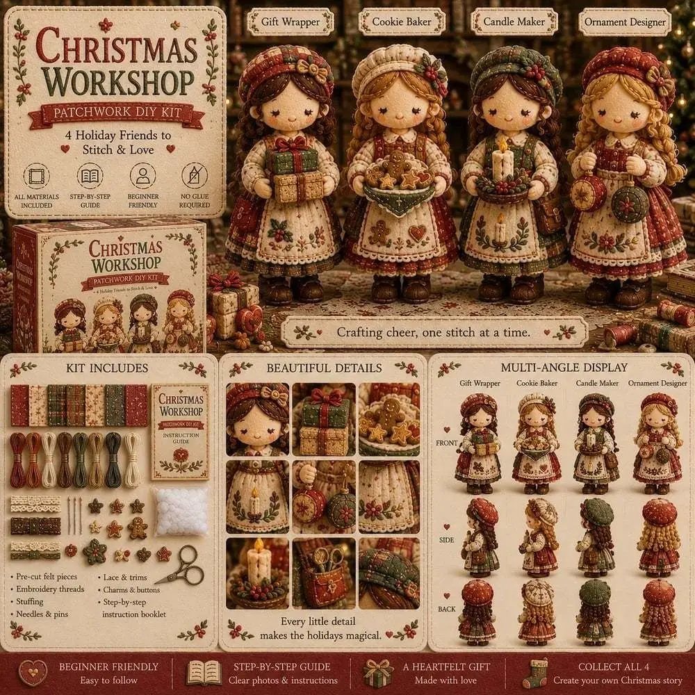 floral-fabrics-little-girl-patchwork-toy-creative-handmade-decor-material-pack-patchwork-figurine-kit-fabric-hanging-kit