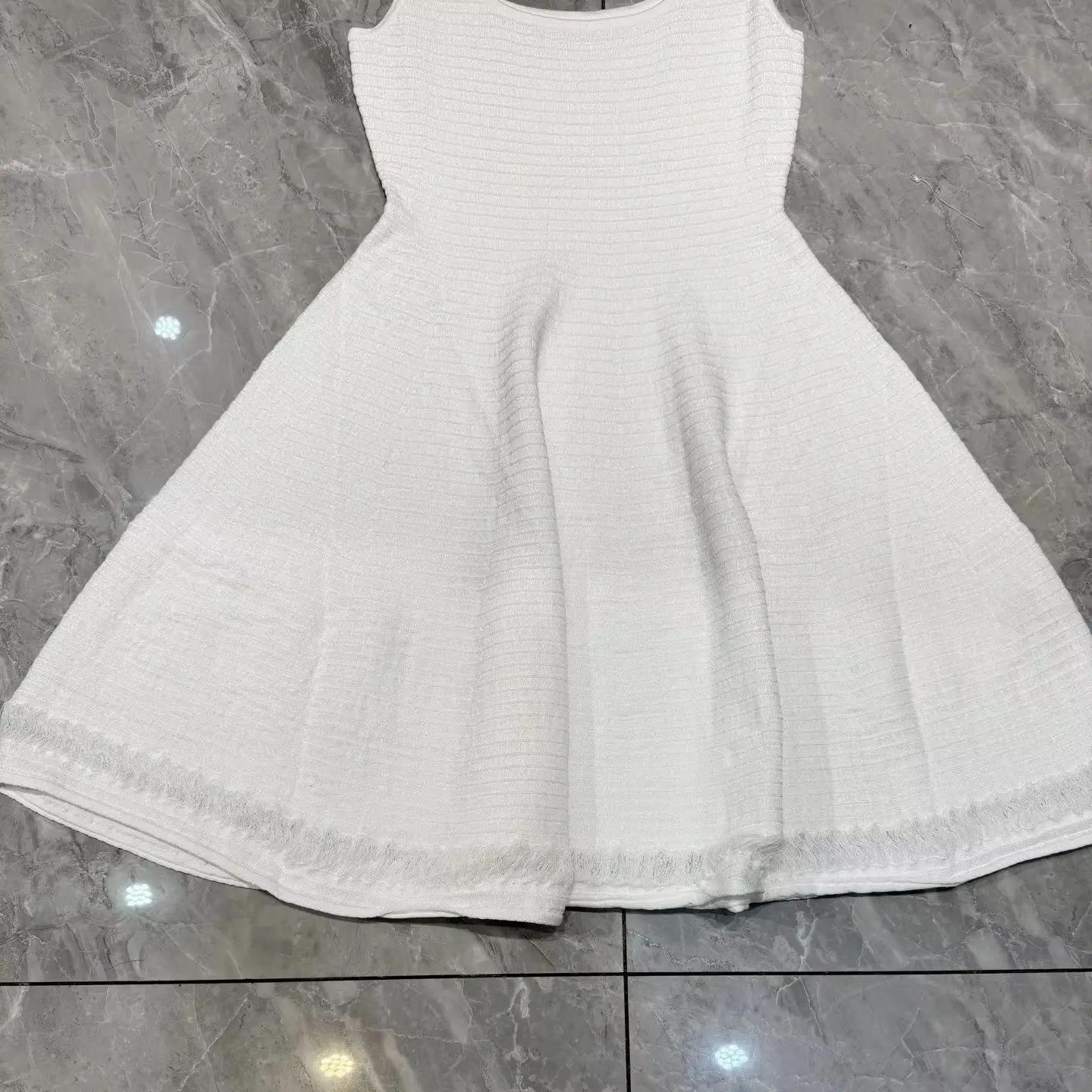 

Women U-Neck Knitted Vest Dress Sleeveless High Waist Casual Slim Mini Robe