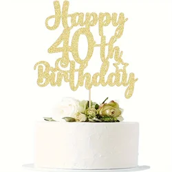 1pc Golden Shiny Birthday Cake Topper, 40th Birthday Cake Decoration, Golden Shiny Decoration