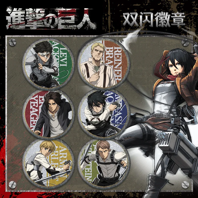 Attack on Titan 58mm Badge Glossy Lamination Anime Eren Yeager Ackerman Collectible Pin