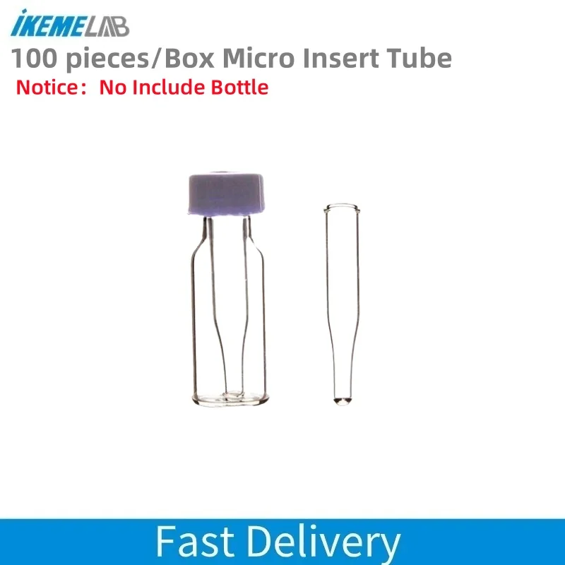 IKEME 100 pieces Micro Insert 250ul Glass Insert Conical Bottom Shell Vial For 9mm Vial No Include Bottle