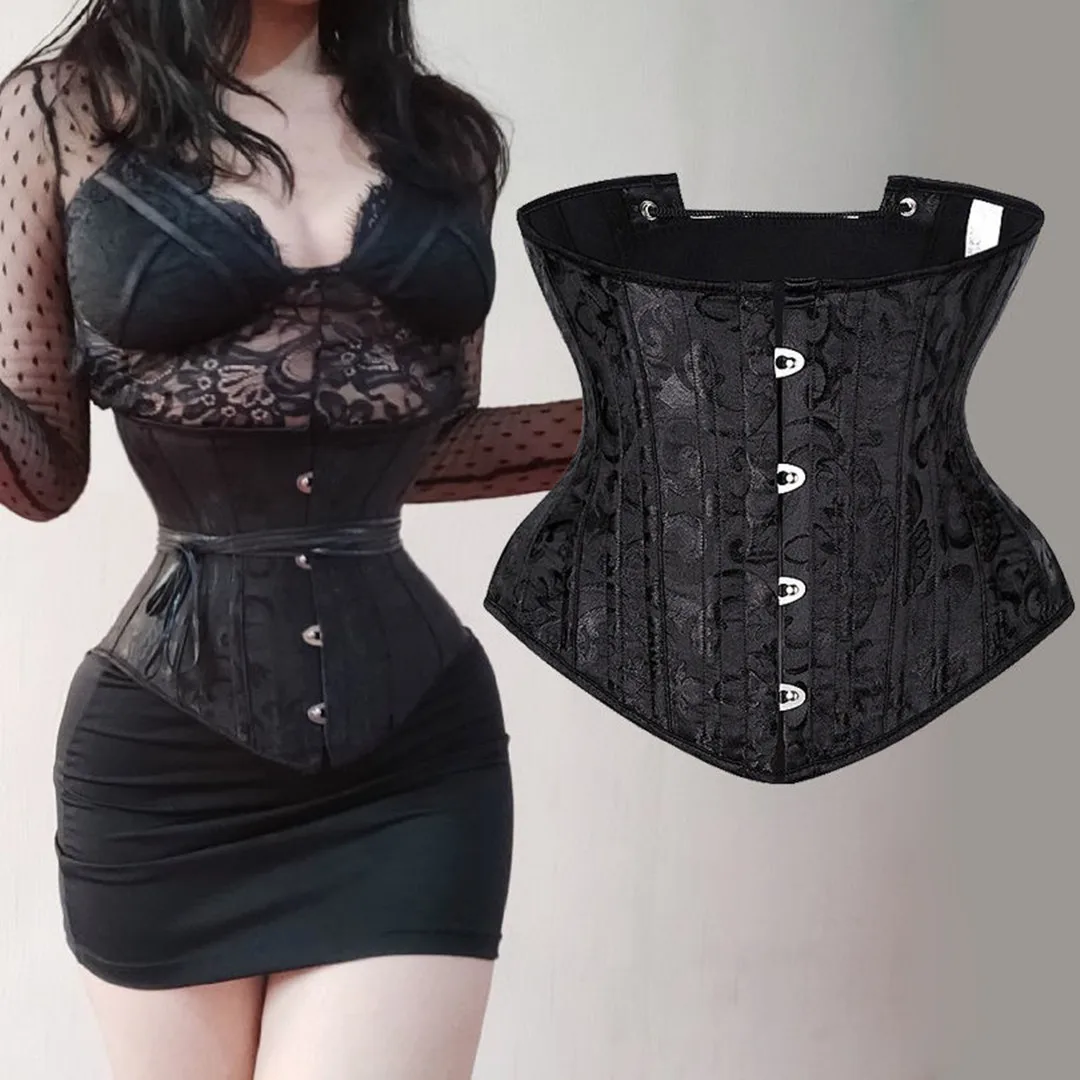 

24 Steel Bones Underbust Bustier Corset Women Steampunk Bodice Short Torso Corset Top Slimming Waist Trainer Cincher Girdle Belt