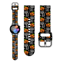 Halloween Ghost Pumpkin Print Strap for Samsung Galaxy Watch 7/6/5/4, 20mm Universal Band Fits 40mm 44mm Xiaomi Huawei Amazfit