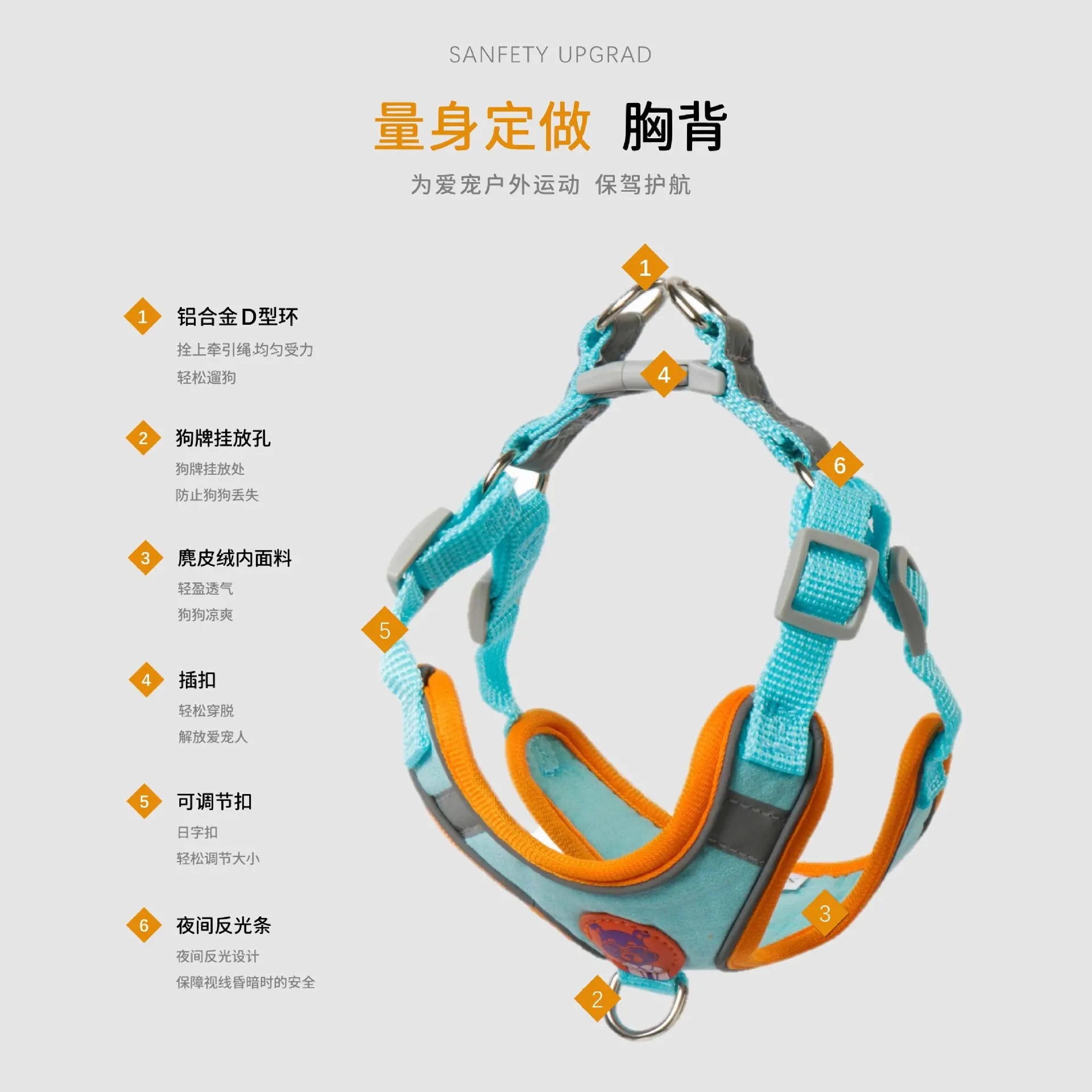 Dog leash Dog leash Reflective chest strap Adjustable dog leash Dog chain Small vest type Explosion-proof