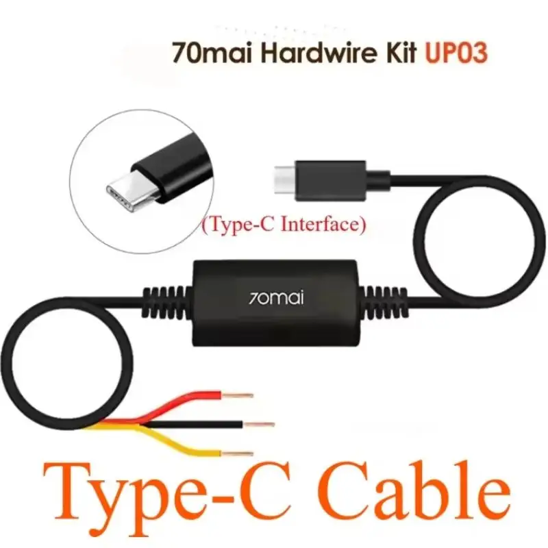 【MO】70mai Parking Surveillance Cable UP03 Type C For A810 A510 X800 X200 Omni M500 Hardwire Kit 24H Parking Monitor