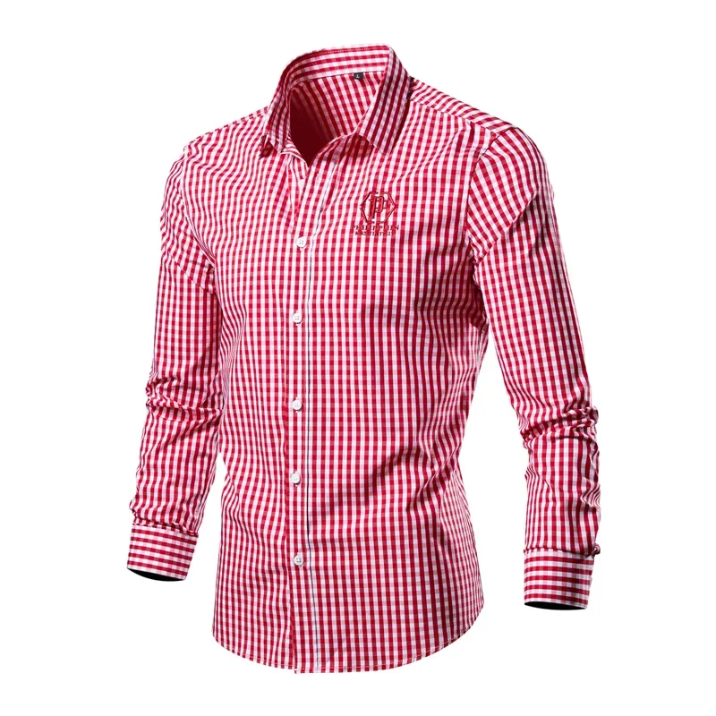 Luxury Men\'s Shirt Mens Shirts Long Sleeve Shirt Man Fashion Man 2024 Clothing Check Plaid Male Printed Summer