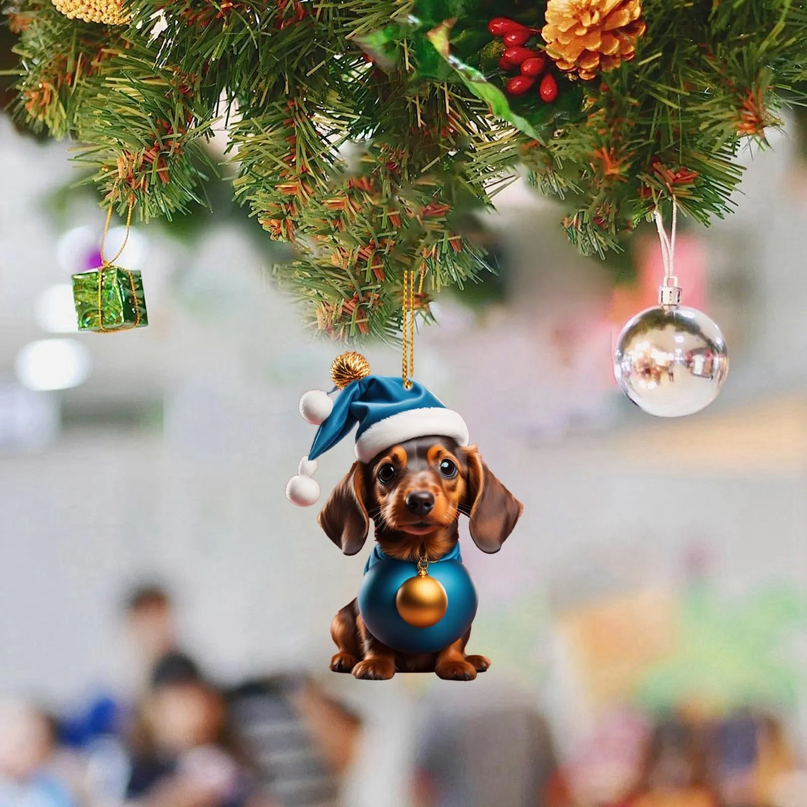 Christmas Tree Ornaments Cute Blue Doggy Pendant Christmas Decorations For Home 2023 Navidad Noel 2024 Xmas Gift Party Decor