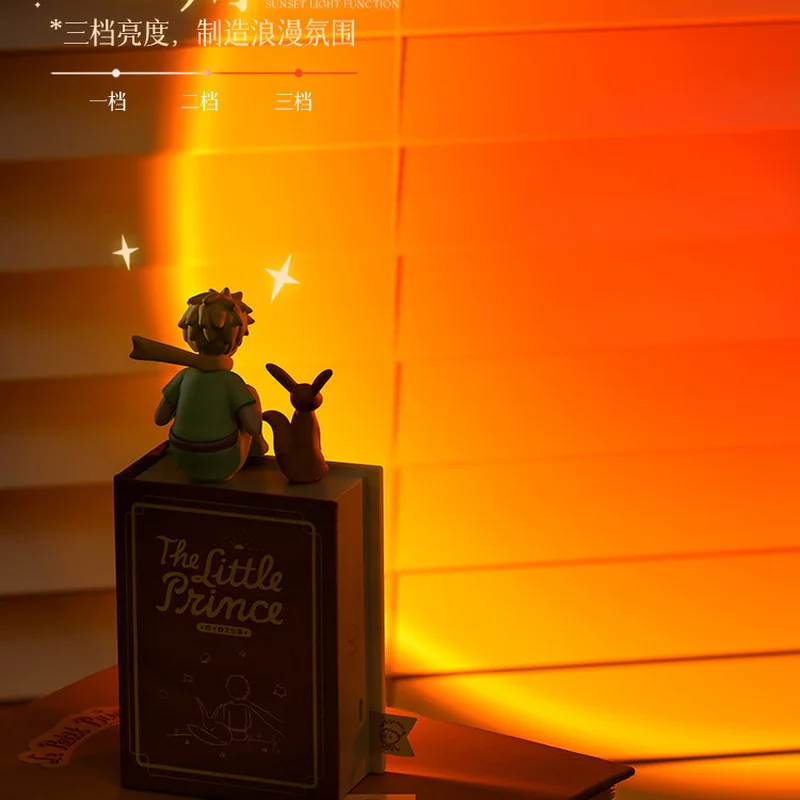

New Genuine The Little Prince Sunset Lamp Decoration Cartoon Ornament Birthday Kid Gifts Christmas Decorations Room Decoration