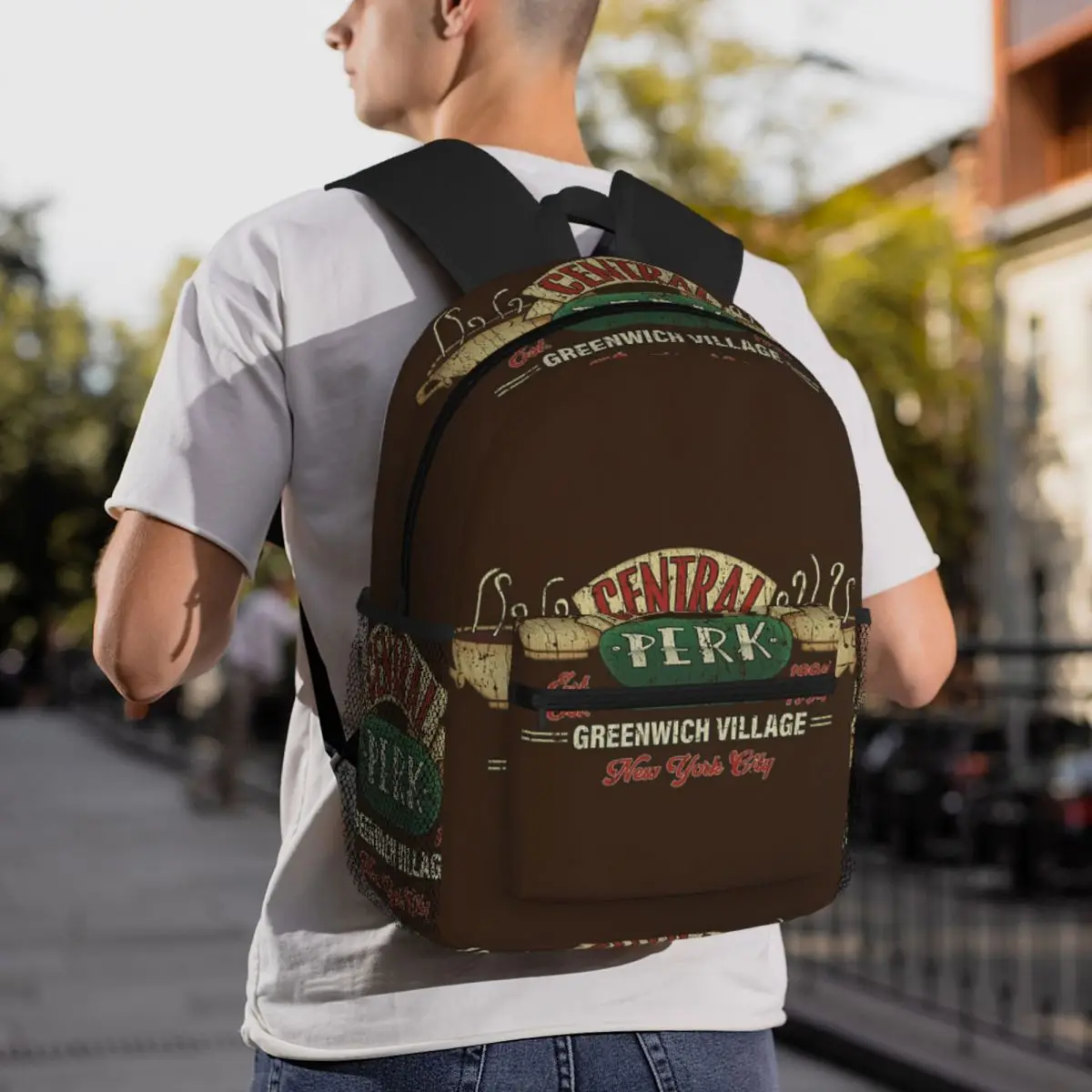 Central Perk Friends Logo Backpack Daypack Large Capacity Kids BookBag School Bag Shoulder Bags for Men Women