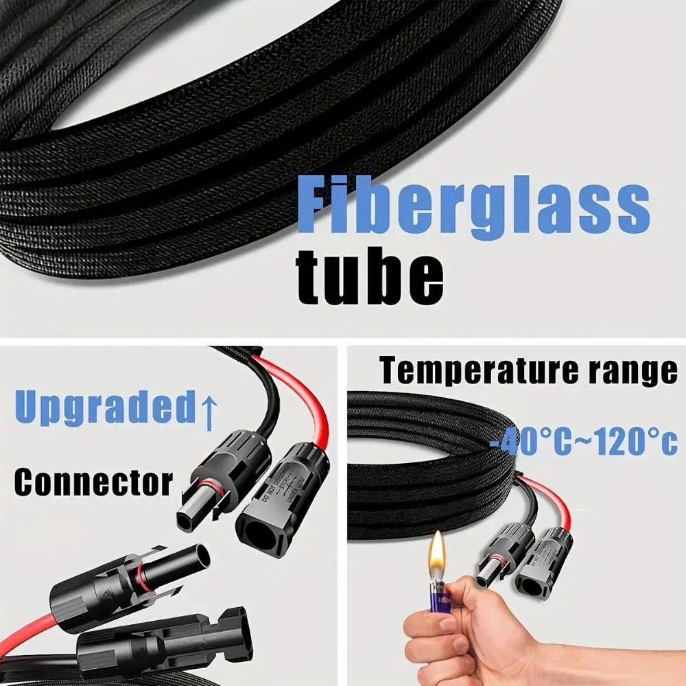 JMUYTOP Pure Copper Solar Panel Extension Cable 12AWG with Flame Retardant Sleeve 4mm2 for Jakery/EcoFLOW Portable Power Station