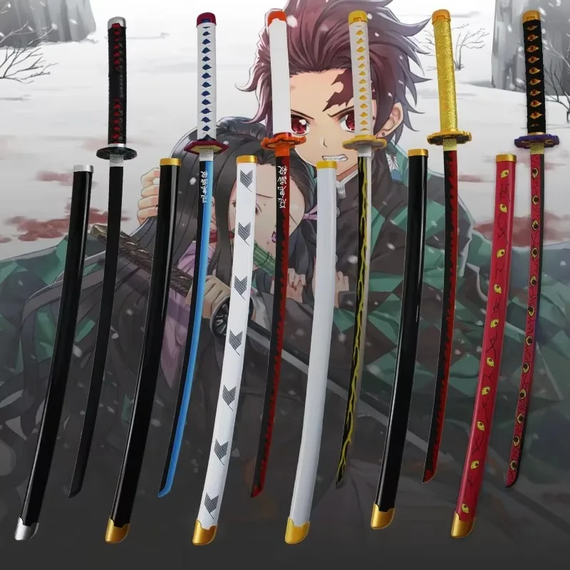 104cm Demon Slayer Katana Swords Tanjirou Zenitsu Katana Fake Sword Killer Devils Real Size Japanese Anime Cosplay Prop Toy Gift