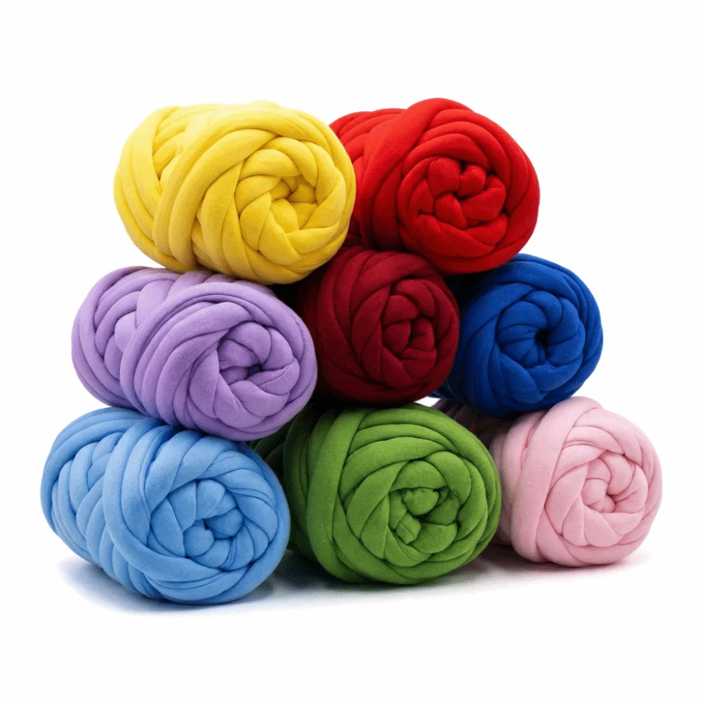

Value Bundle Multi-color Chunky Yarn 2.5cm Super Velvet Tube Yarn DIY 500g Bulky Yarn Hand Knitting