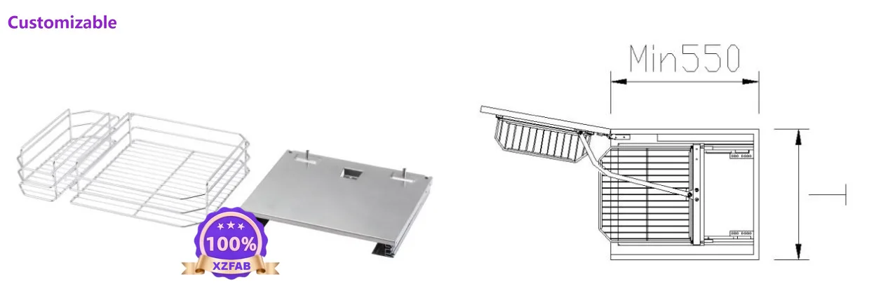 Factory Direct 2026 Multi-layer tall cabinet pull basket Damping guide rail high depth pull basket