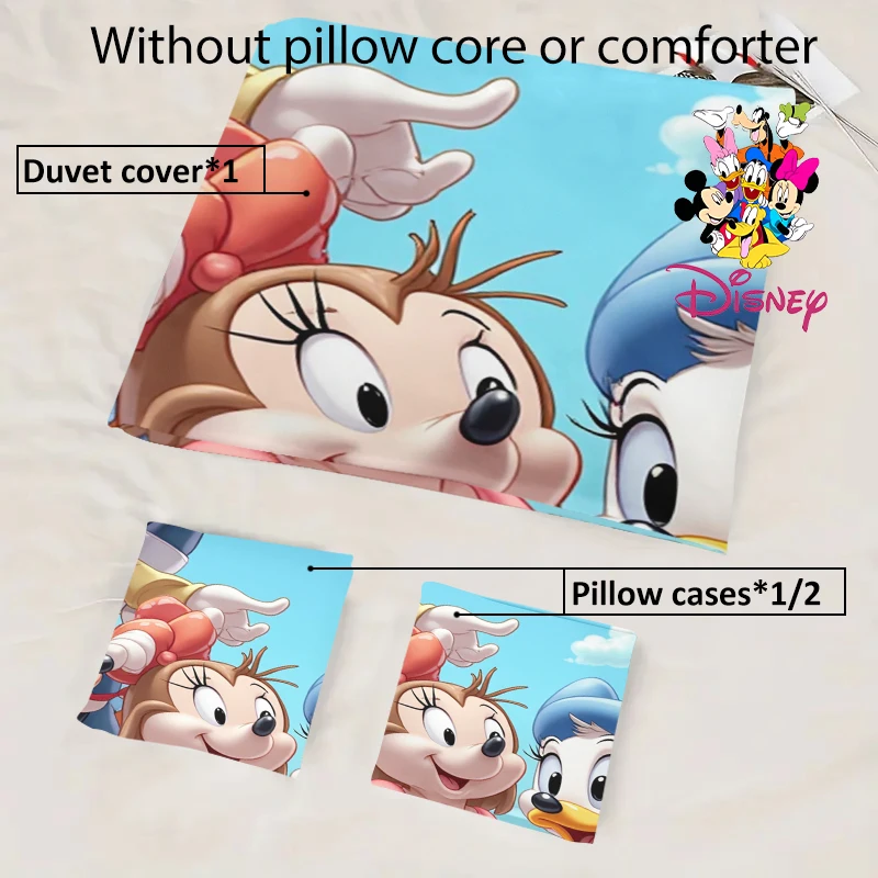 طقم غطاء لحاف ديزني ستيتش ميكي 2/3 قطعة بدون حشو، مفروشات مريحة عصرية لغرف النوم العائلية