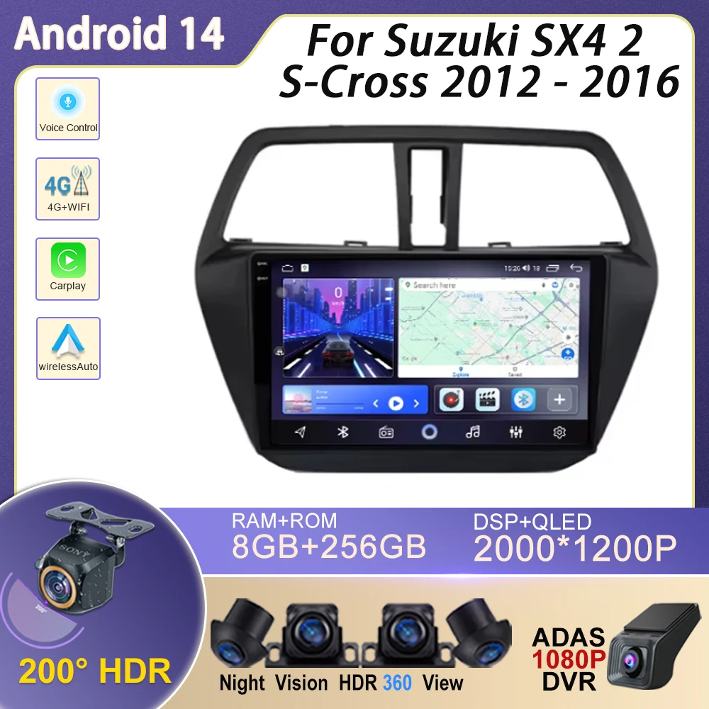 

Android 14 Multimedia For Suzuki SX4 2 S-Cross 2012 - 2016 Car Player GPS Stereo Screen Navigation Auto Radio Screen No 2 Din 5G