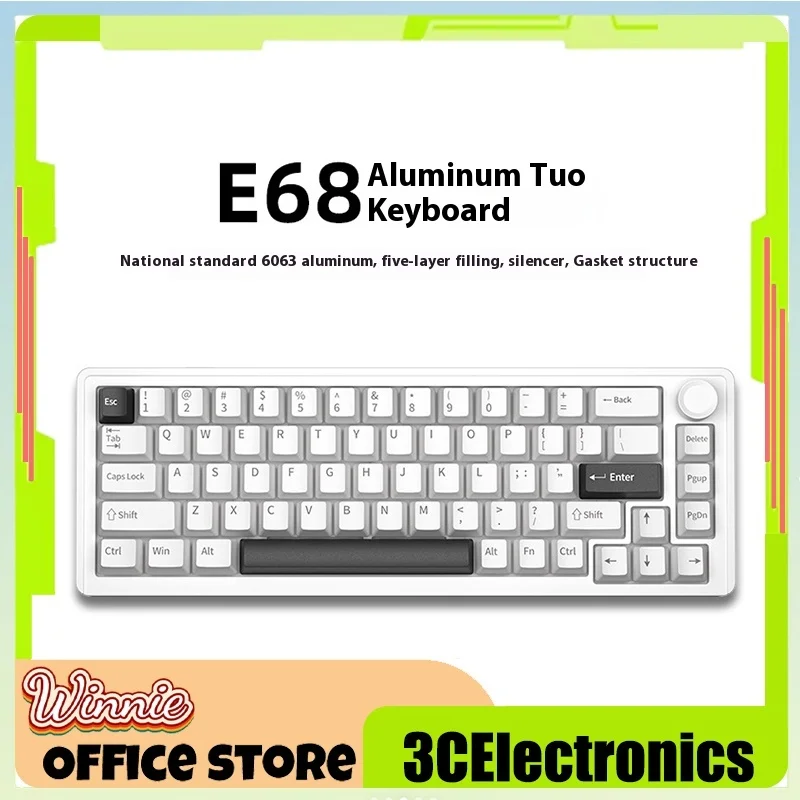 

Furycube E68 Aluminum Tuotuo Mechanical Keyboard The Third Mock Examination Gasket Structure Wireless Bluetooth Rgb Keyboard