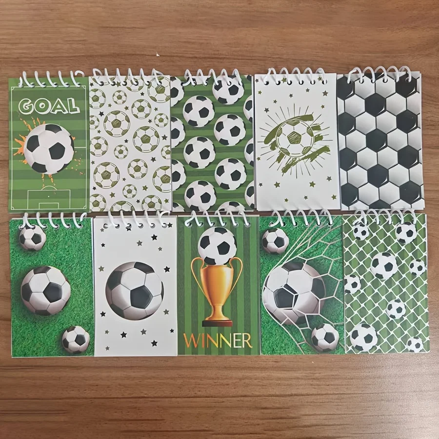 10pcs New Football Themed Notepad/Study Notebook/Mini Notepad/Schedule Memo Pad/Gift for Football Lovers, Coaches' Match Diary.