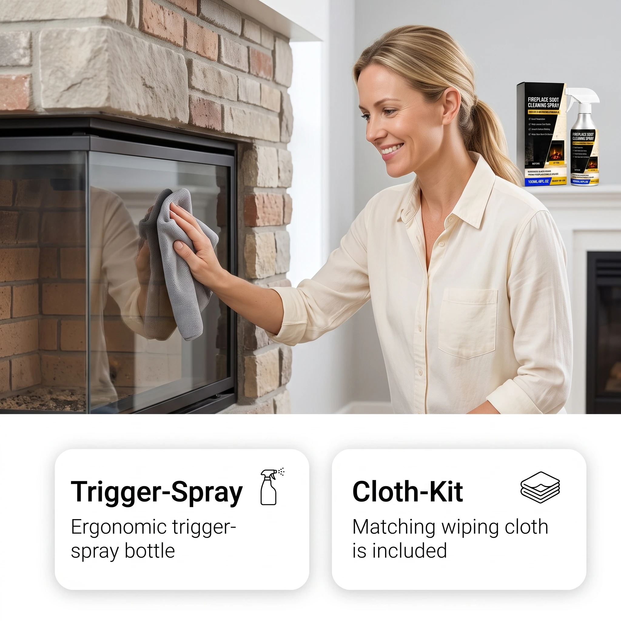 Fireplace Soot Remover Spray Removing Glass Brick Chimney Hearth Firebox Burn Marks Carbon Stains Home Fireplace Cleaning Agent