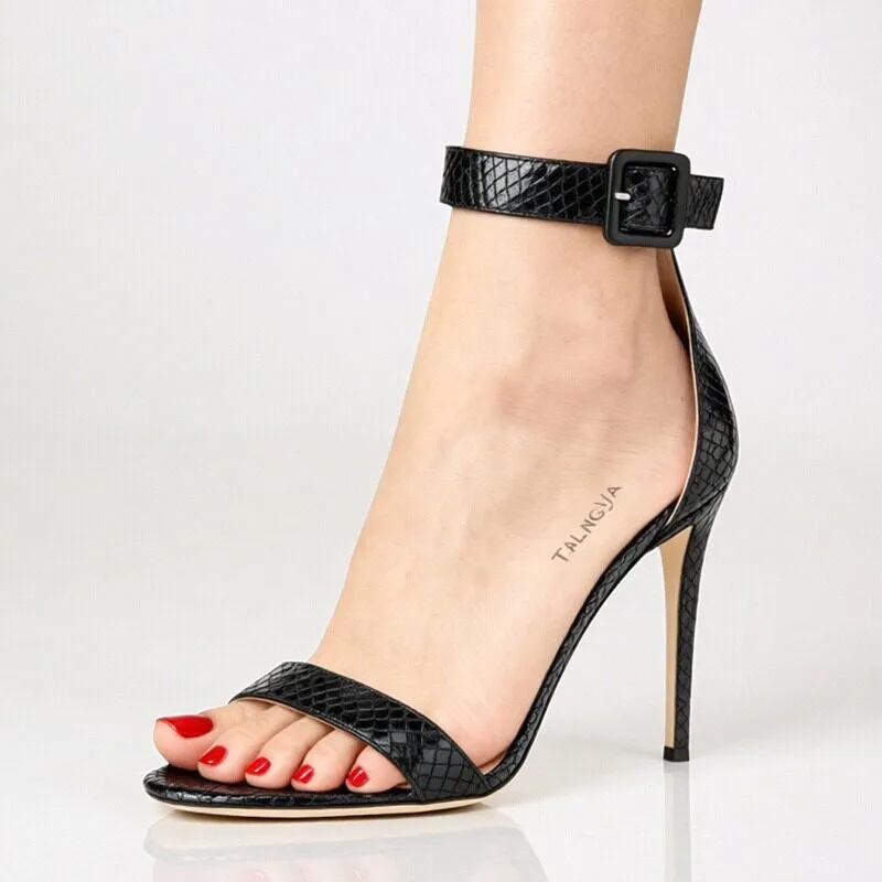 Strap sandals women's new shoes black classic and stylish versatile single shoes etiquette high heels women's slim heels