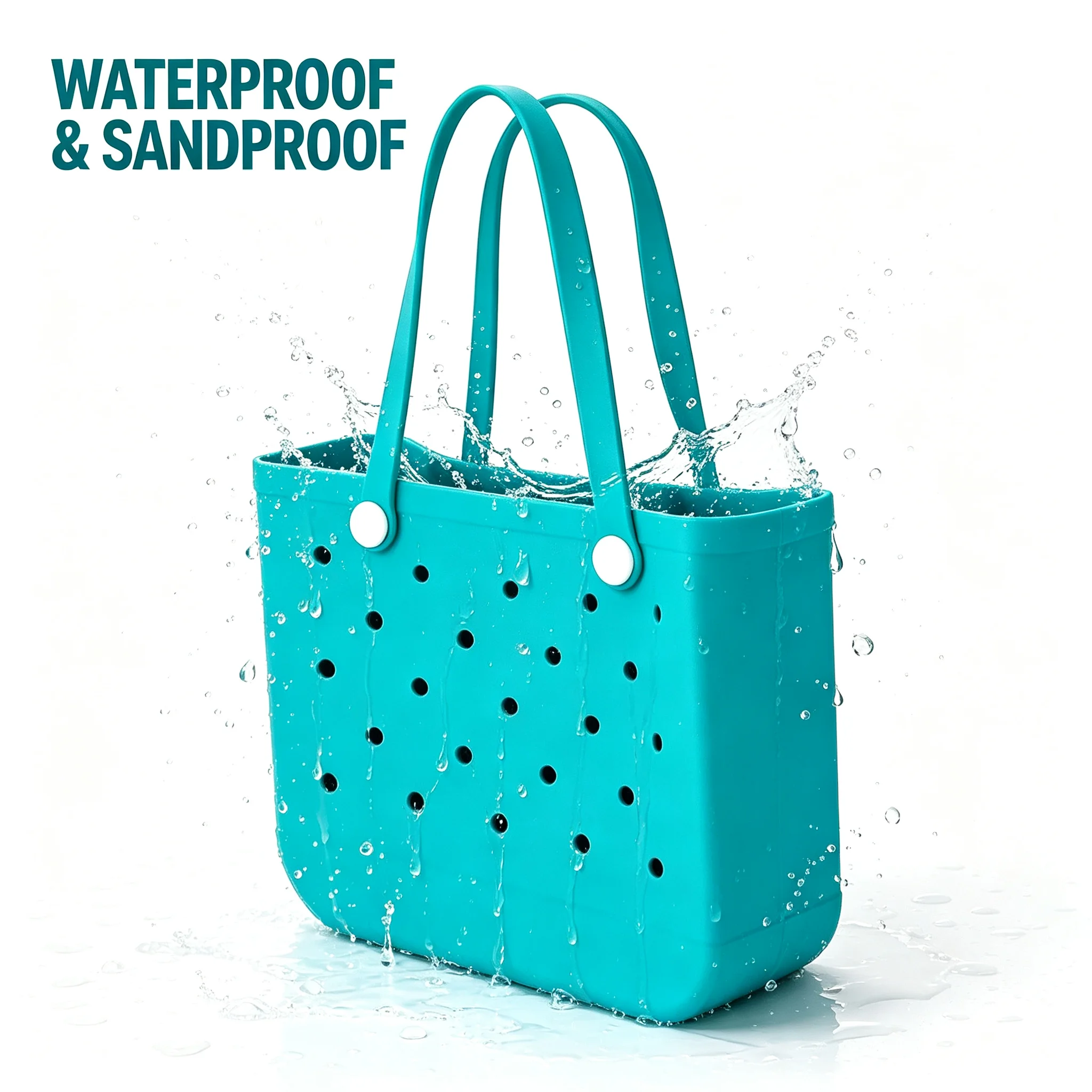 EVA Beach Bag Waterproof Large Capacity Tote with Holes Lightweight Portable Swimming Pool Travel Durable Handbag Summer Holiday