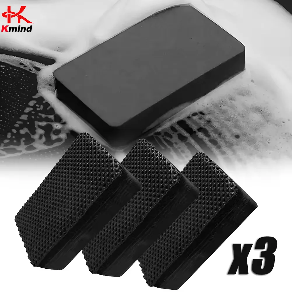 3PCS Car Clay Bar Detailing Pad Sponge Block Polish Cleaner Wax Removal Tool Black Automotive Paint Surface Scratch Eraser Care