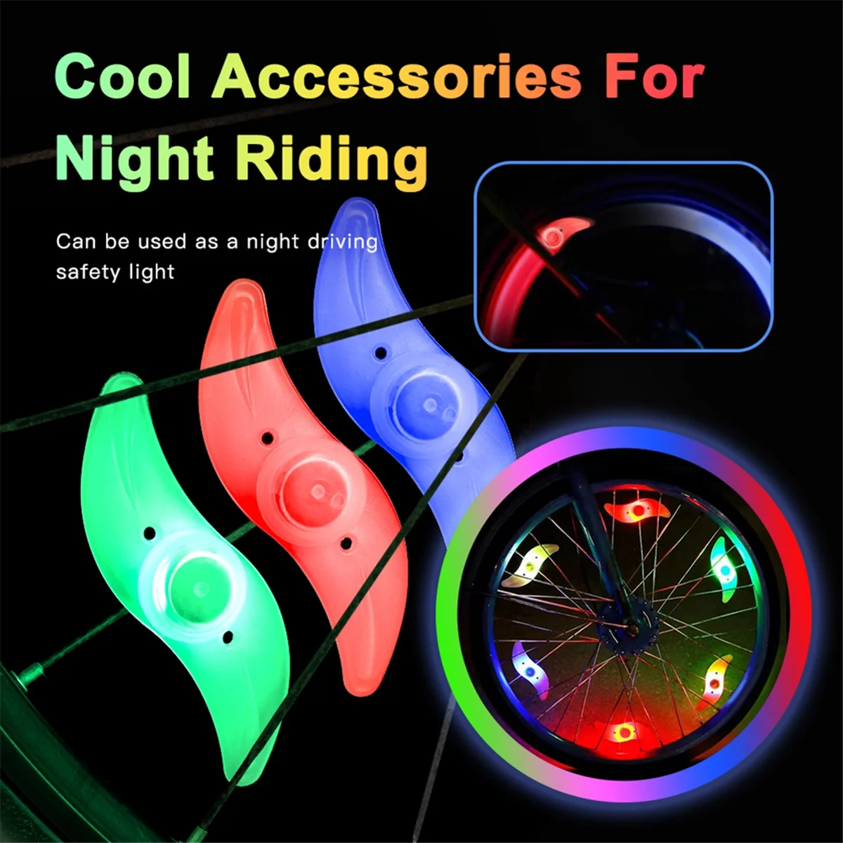 10PCS Bicycle Spoke Light LED Neon Light Tire Flash Light Waterproof Bicycle Safety Warning Light Riding Accessories