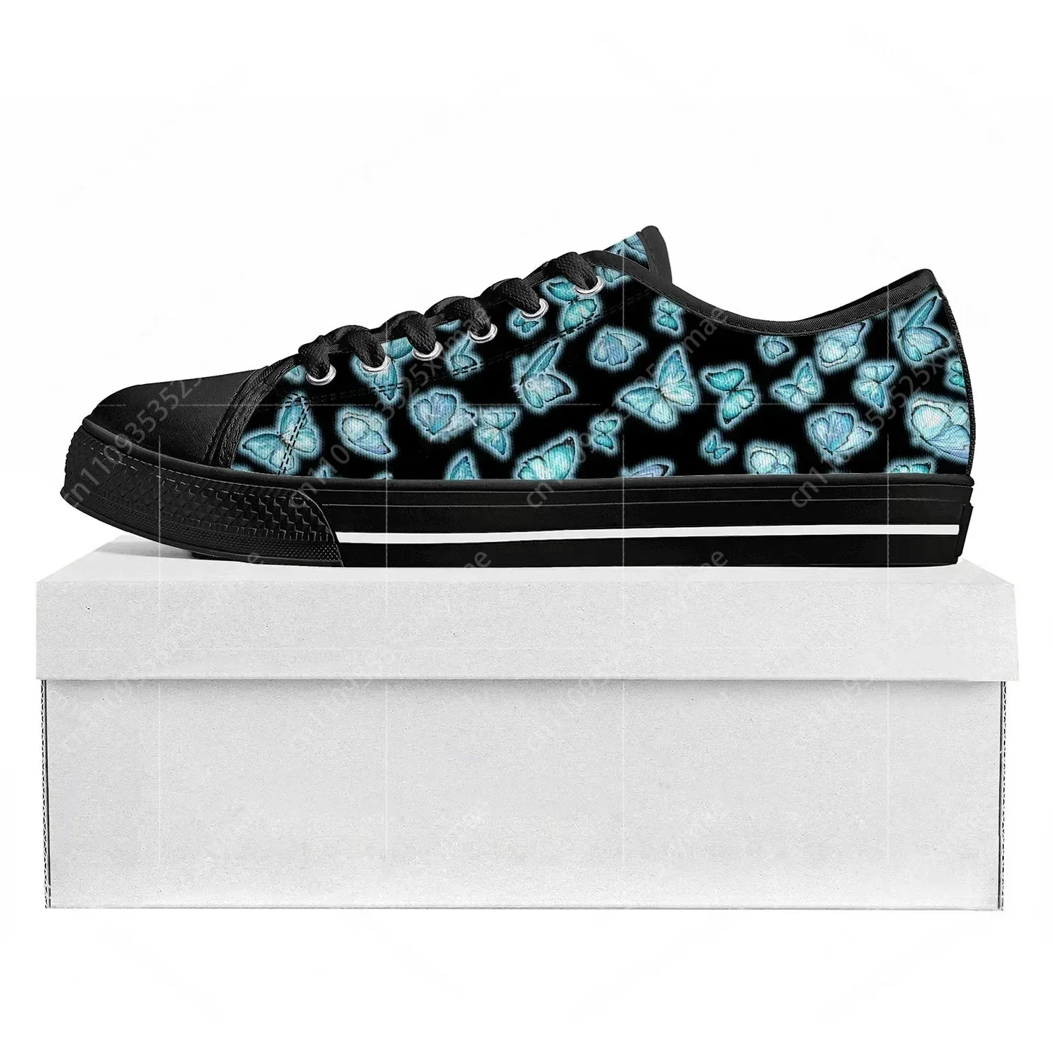 

Butterfly Prints Low Top High Quality Sneakers Mens Womens Teenager Tailor-made Shoe Canvas Sneaker Casual Couple Shoes Black
