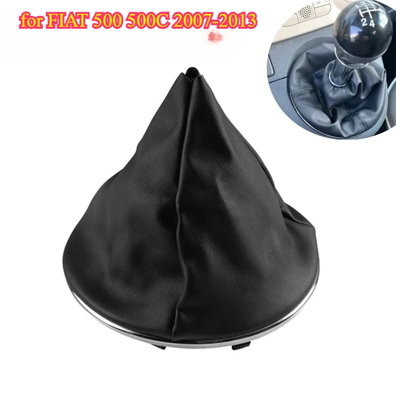 Leather Car Shift Gear Knob Lever Gaitor Boot Cover PU Leather for FIAT 500 500C 2007-2013 for PANDA 2003-2012