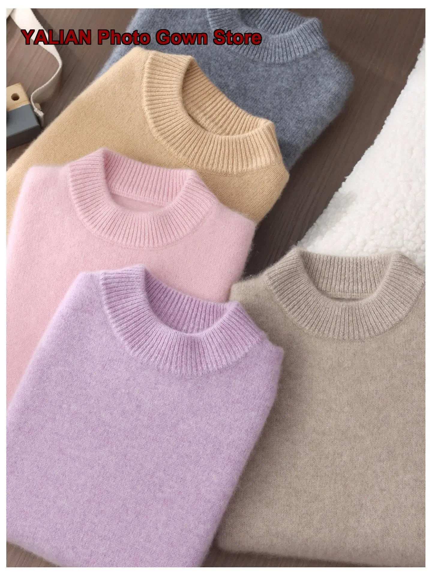 Kids Cashmere Pullover Sweater Boys Girls Knit Top Autumn Winter Solid Color Thickened Warm Base Layer Older Kids