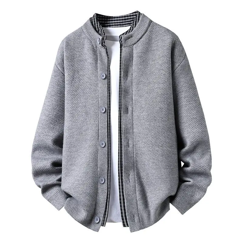 

Модный кардиган из 2 предметов, свитер, мужская одежда, корейские роскошные зимние теплые мужские повседневные свитера с длинным рукавом, однобортные