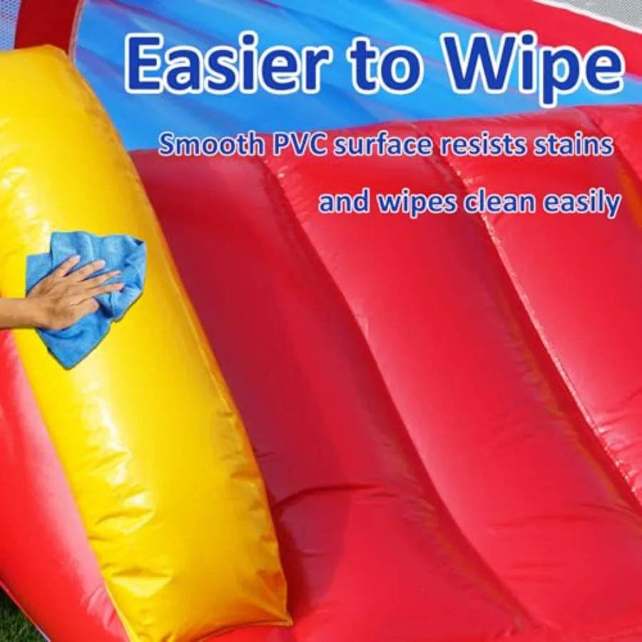 Hüpfburg aus 100 % PVC für Hochleistungs-Hüpfburg in kommerzieller Qualität mit breitem Rutsche-Sprungbereich, Basketballkorb, Fußballtor und Wurfspiel