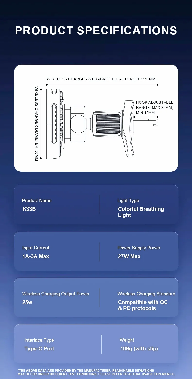 Qi2 25W Magnetisches kabelloses Autoladegerät mit Lüfter und Handyhalterung für Magsafe iPhone 17 16 15 14 13 12 – Detail 10