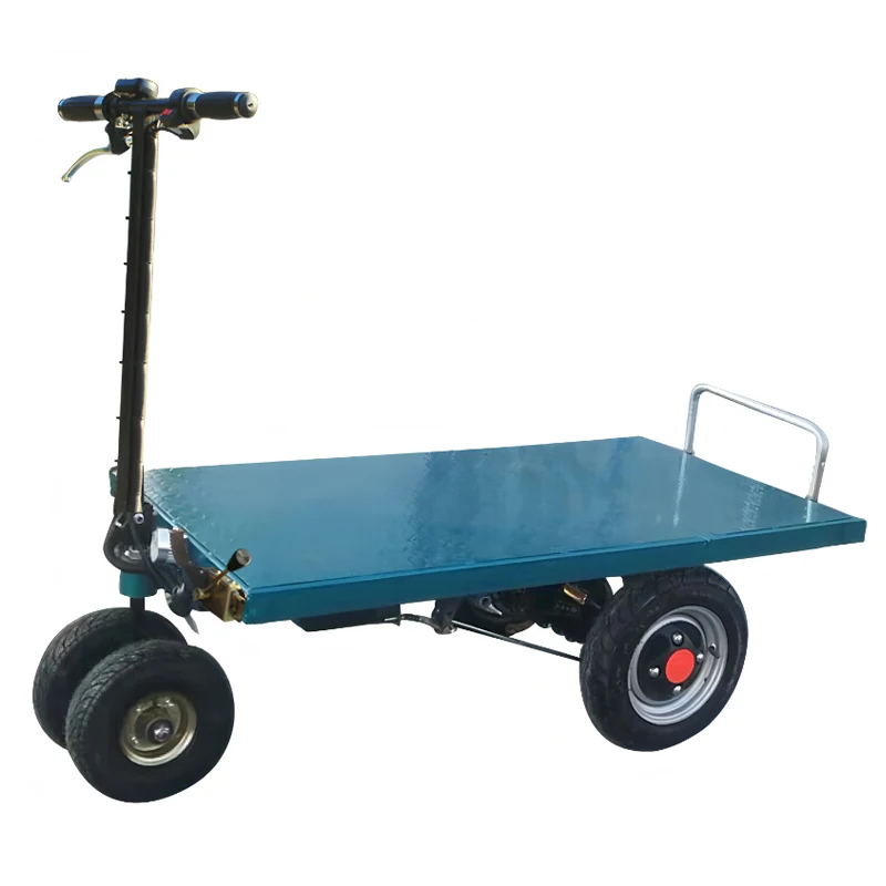 Four-wheel folding flatbed trailer trolley Durable electric platform trolley Construction site