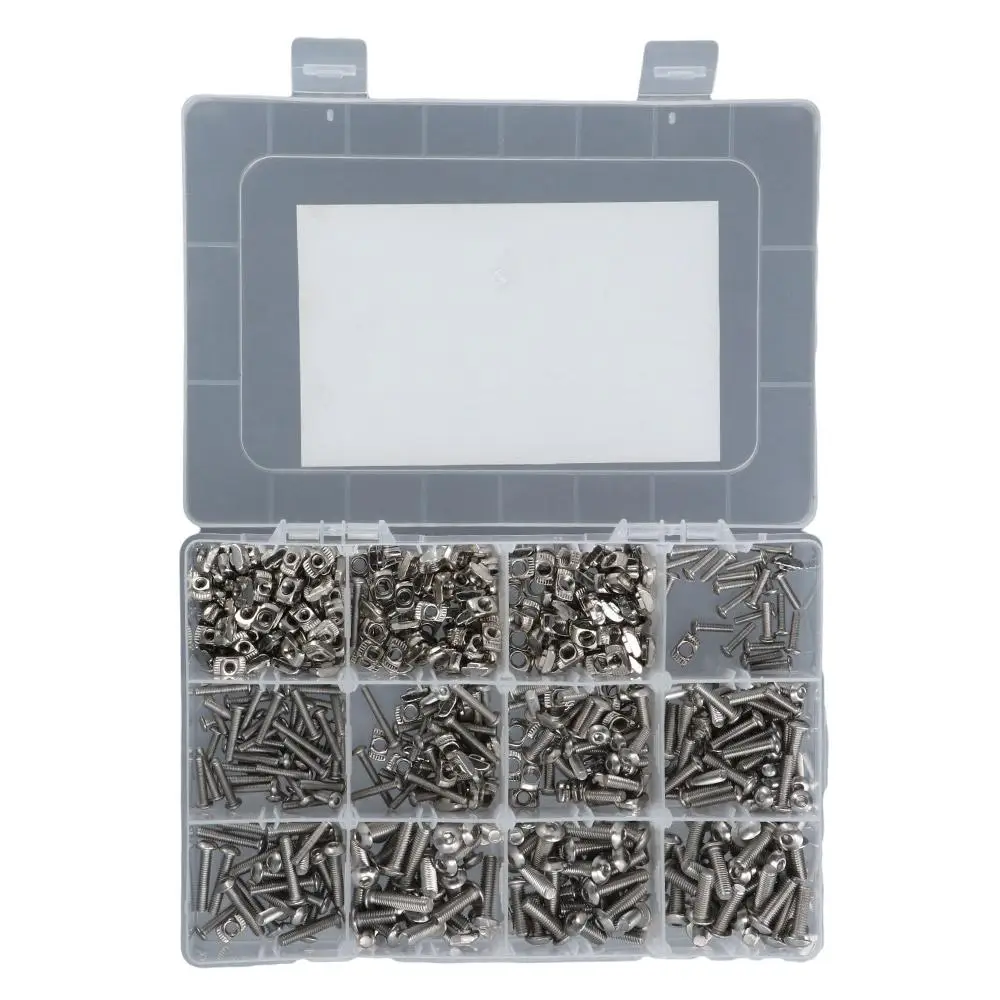 600pcs Carbon Steel Thread T Bolts Fastener Sliding Nut Assortment Kit M3 M4 M5 T-Nuts