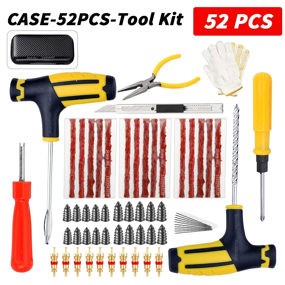 Universal Car Tire Puncture Repair Kit, Plug Ferramentas, Pneus Punctura, Tiras De Emergência, Cola, Agitando