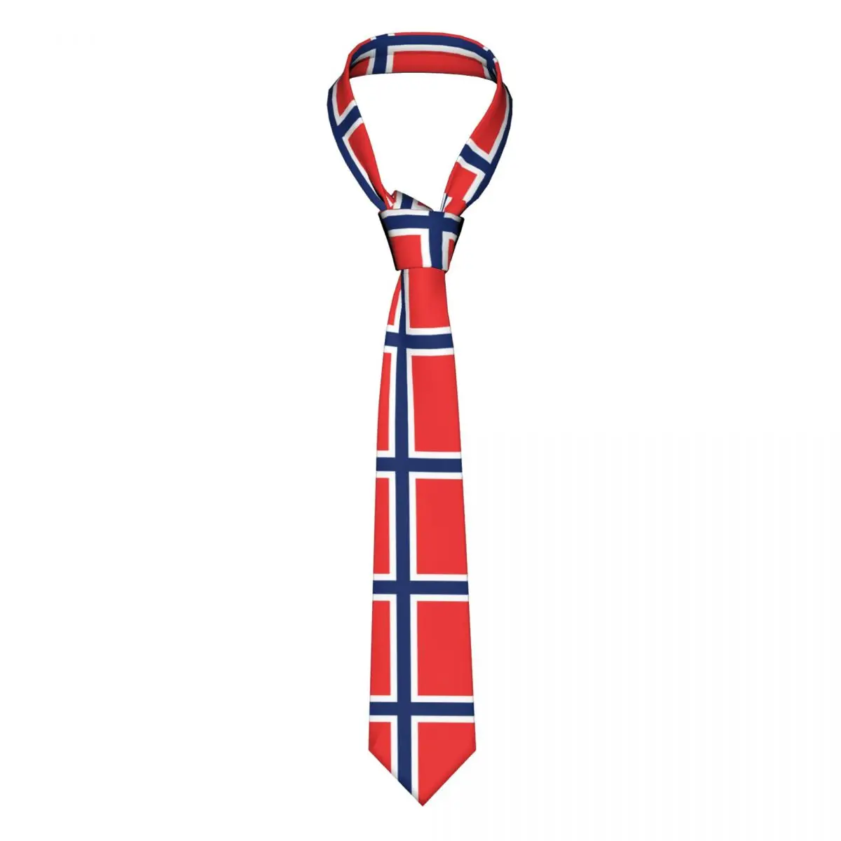 Norway Flag Necktie Men Silk Polyester 8 cm Wide Patriot Travel Neck Tie for Mens Daily Wear Gift