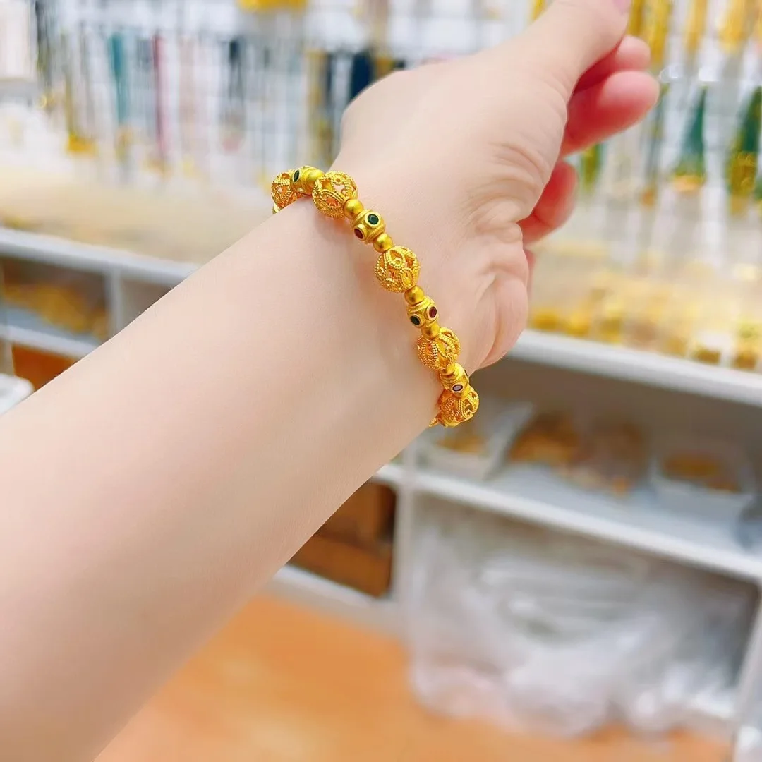 

Plated With Genuine Gold Retention New Chinese Ancient Method Sand Gold Enamel Thread Colored Bead Hollowed Out Girls Gift
