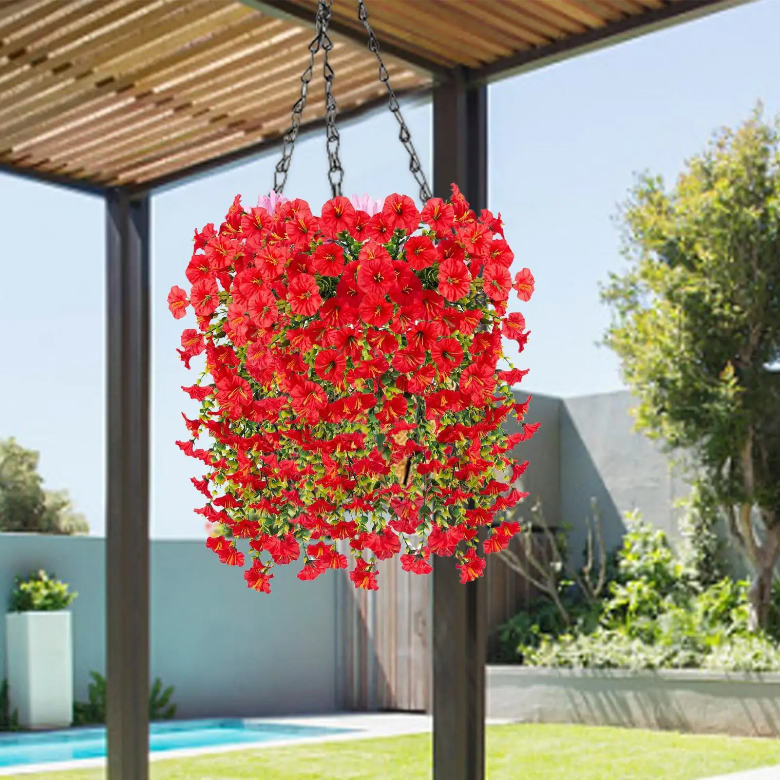 Fake Petunias 2 Pieces Flowers Patio Petunias Decor Outdoor Fake Plant Decoration For Porch Patio Garden Yard Wedding Party