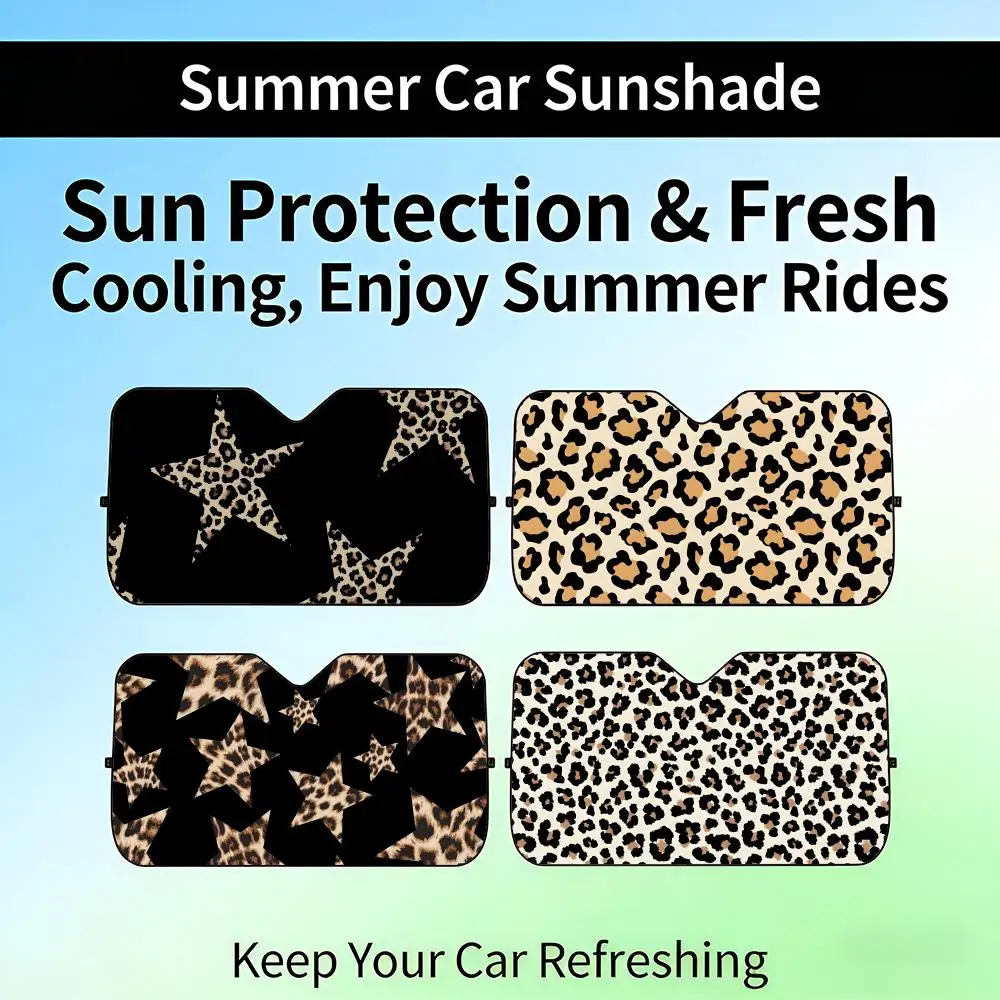 

Leopard Print Sun Visor Retractable Car Windshield Sun Shade UV